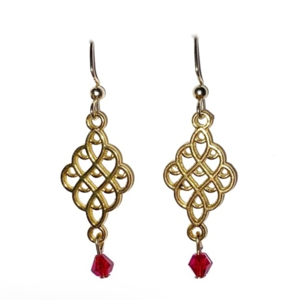 Elegant Gold Earrings with Red Accents